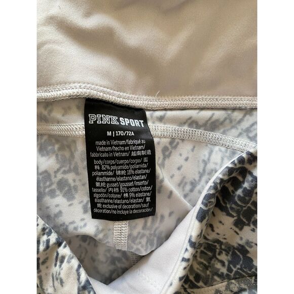 Title Pink Victoria's Secret Snake Print Cream Gray Ankle Leggings Stretchy Sz M - Picture 5 of 7